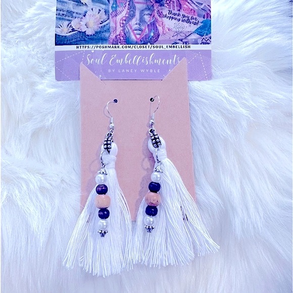🆕hOmEmAdE w/LÖVE=jEwLeRy🏹BoHeMiAn EaRrInGs»-»MaCrÄmË DaNgLes TaSsLe aRtWoRk«-« - Picture 2 of 16